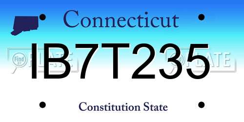 IB7T235 Connecticut License Plate