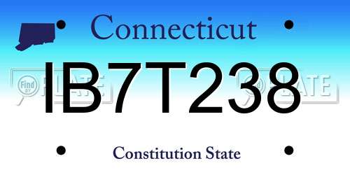 IB7T238 Connecticut License Plate