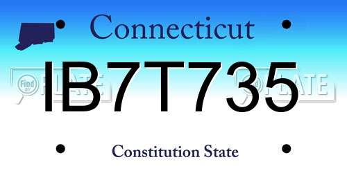 IB7T735 Connecticut License Plate