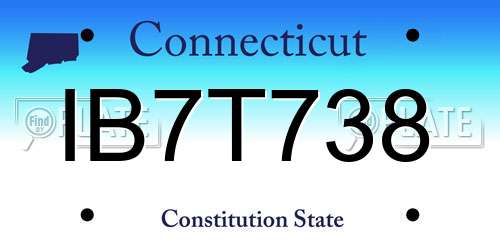 IB7T738 Connecticut License Plate