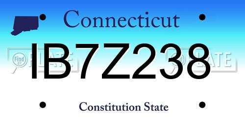 IB7Z238 Connecticut License Plate