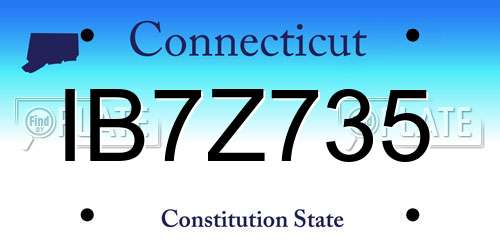 IB7Z735 Connecticut License Plate