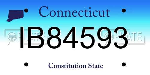 IB84593 Connecticut License Plate