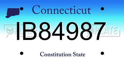 IB84987 Connecticut License Plate