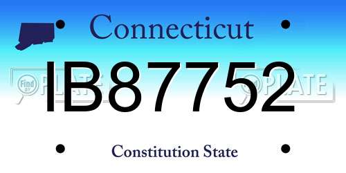 IB87752 Connecticut License Plate
