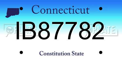 IB87782 Connecticut License Plate