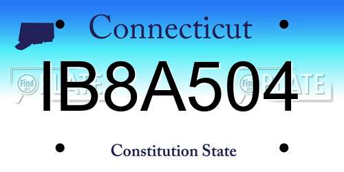 IB8A504 Connecticut License Plate