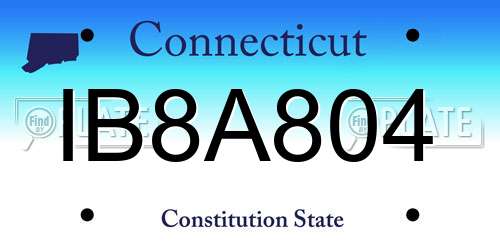 IB8A804 Connecticut License Plate