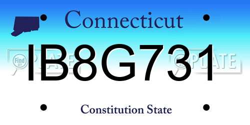 IB8G731 Connecticut License Plate