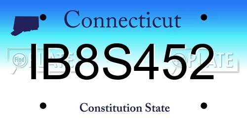 IB8S452 Connecticut License Plate