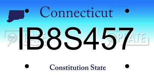 IB8S457 Connecticut License Plate