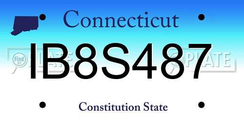 IB8S487 Connecticut License Plate