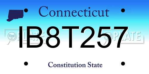 IB8T257 Connecticut License Plate