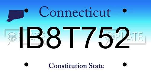 IB8T752 Connecticut License Plate