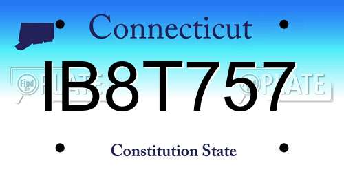 IB8T757 Connecticut License Plate