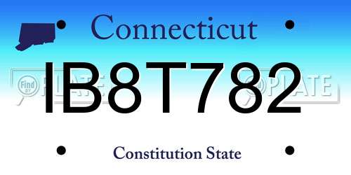 IB8T782 Connecticut License Plate