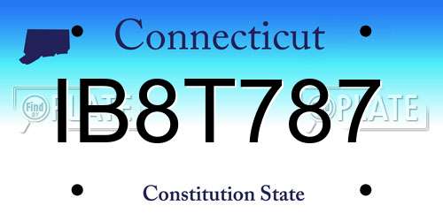 IB8T787 Connecticut License Plate