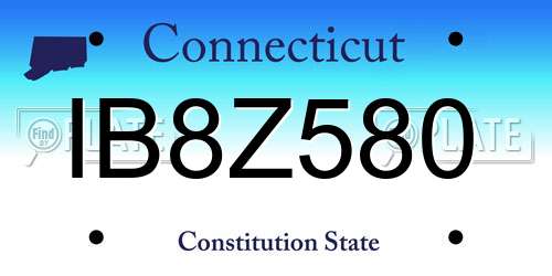 IB8Z580 Connecticut License Plate