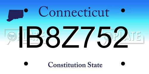 IB8Z752 Connecticut License Plate