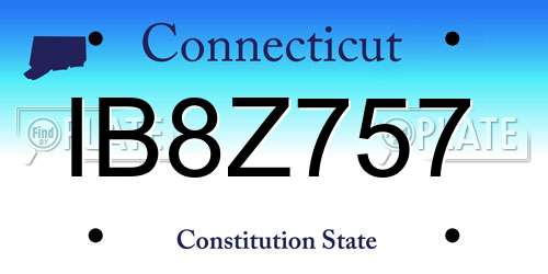 IB8Z757 Connecticut License Plate