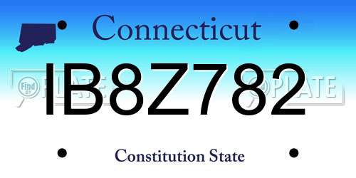 IB8Z782 Connecticut License Plate