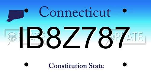 IB8Z787 Connecticut License Plate