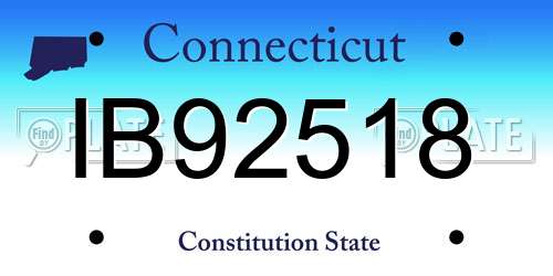 IB92518 Connecticut License Plate