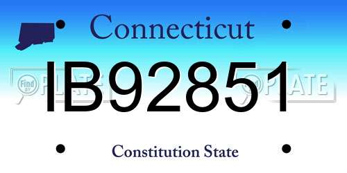 IB92851 Connecticut License Plate