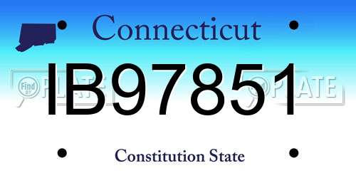 IB97851 Connecticut License Plate