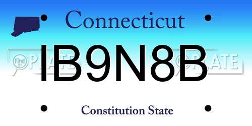 IB9N8B Connecticut License Plate