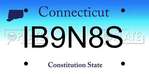 IB9N8S Connecticut License Plate
