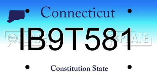 IB9T581 Connecticut License Plate