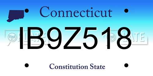 IB9Z518 Connecticut License Plate