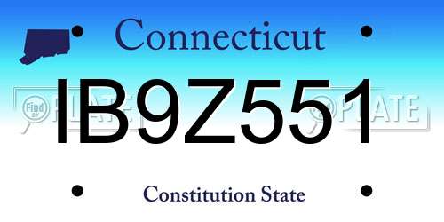 IB9Z551 Connecticut License Plate