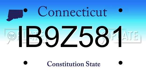 IB9Z581 Connecticut License Plate