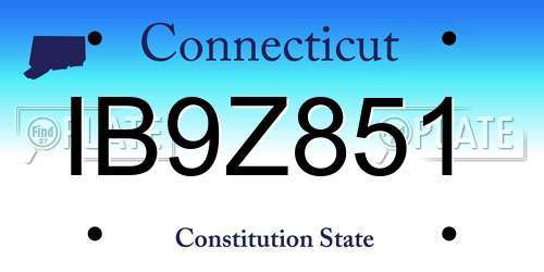 IB9Z851 Connecticut License Plate