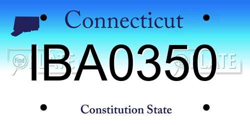 IBA0350 Connecticut License Plate