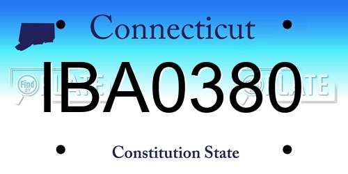 IBA0380 Connecticut License Plate