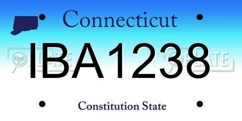 IBA1238 Connecticut License Plate