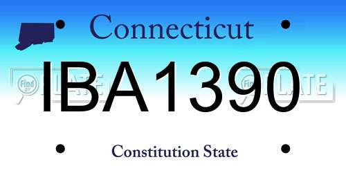 IBA1390 Connecticut License Plate