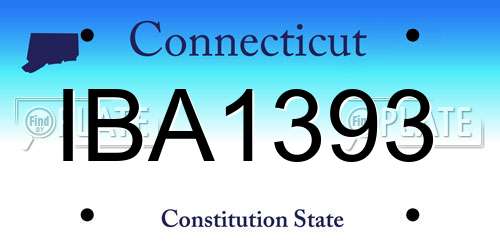 IBA1393 Connecticut License Plate
