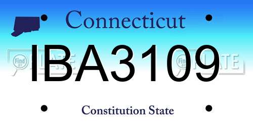 IBA3109 Connecticut License Plate