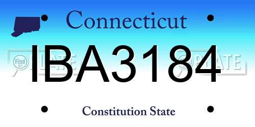 IBA3184 Connecticut License Plate