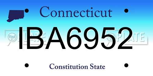 IBA6952 Connecticut License Plate
