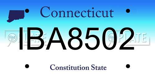 IBA8502 Connecticut License Plate