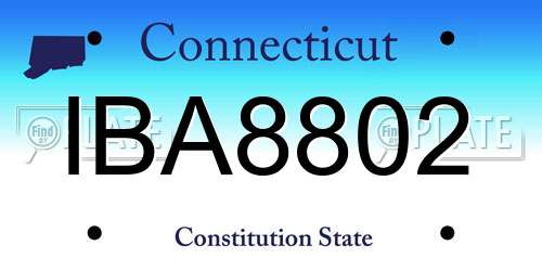 IBA8802 Connecticut License Plate