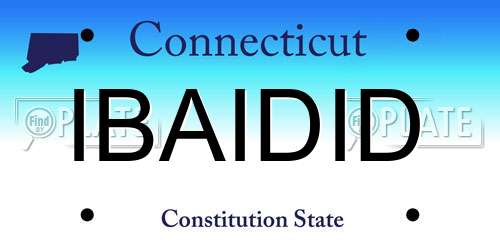 IBAIDID Connecticut License Plate