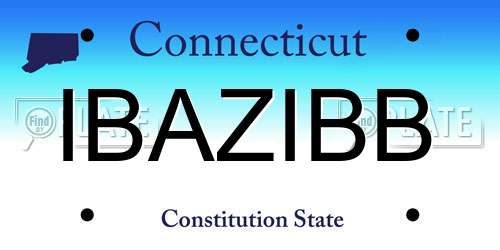 IBAZIBB Connecticut License Plate