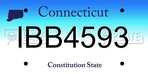 IBB4593 Connecticut License Plate