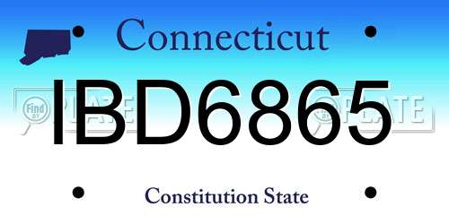 IBD6865 Connecticut License Plate